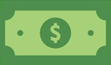 Green dollar bill icon with dollar sign symbol representing money or payment services.